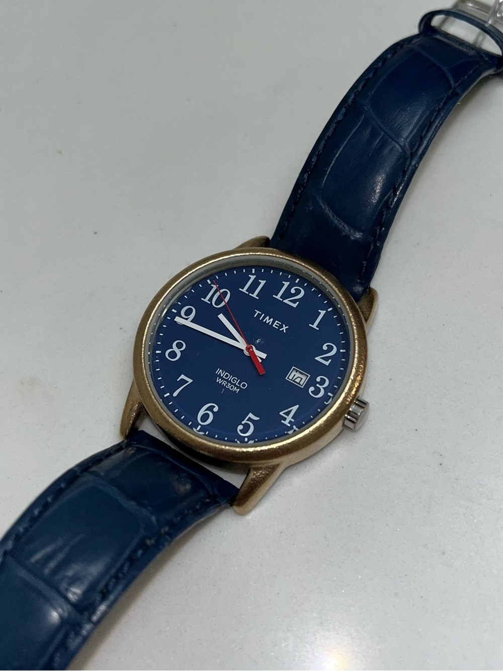 Timex Mens Weekender Blue Dial Watch with Modified Gold-Tone Case